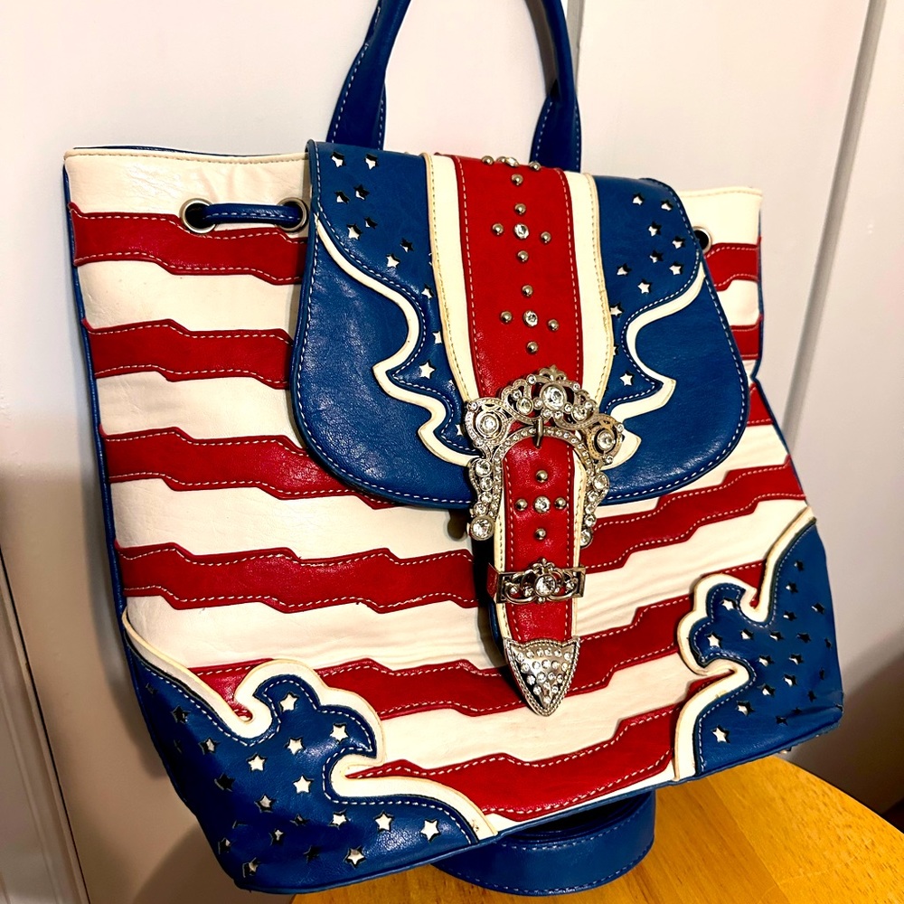 Cowgirl Trendy TM American Flag Purse Backpack